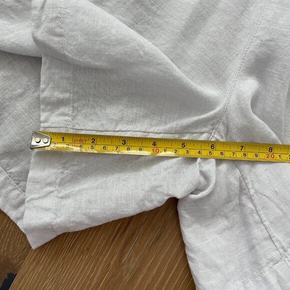 Tahari Shorts Women 1X White Linen Pockets Elastic Waist Lightweight - Picture 9 of 10